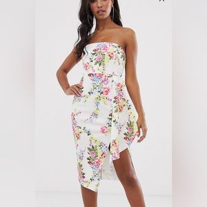 Floral bandeu midi dress, US0